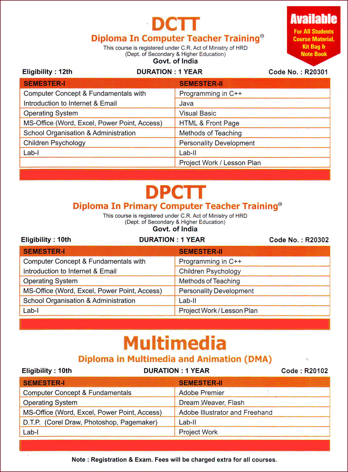 Govt. Approved Courses (DOAAC)